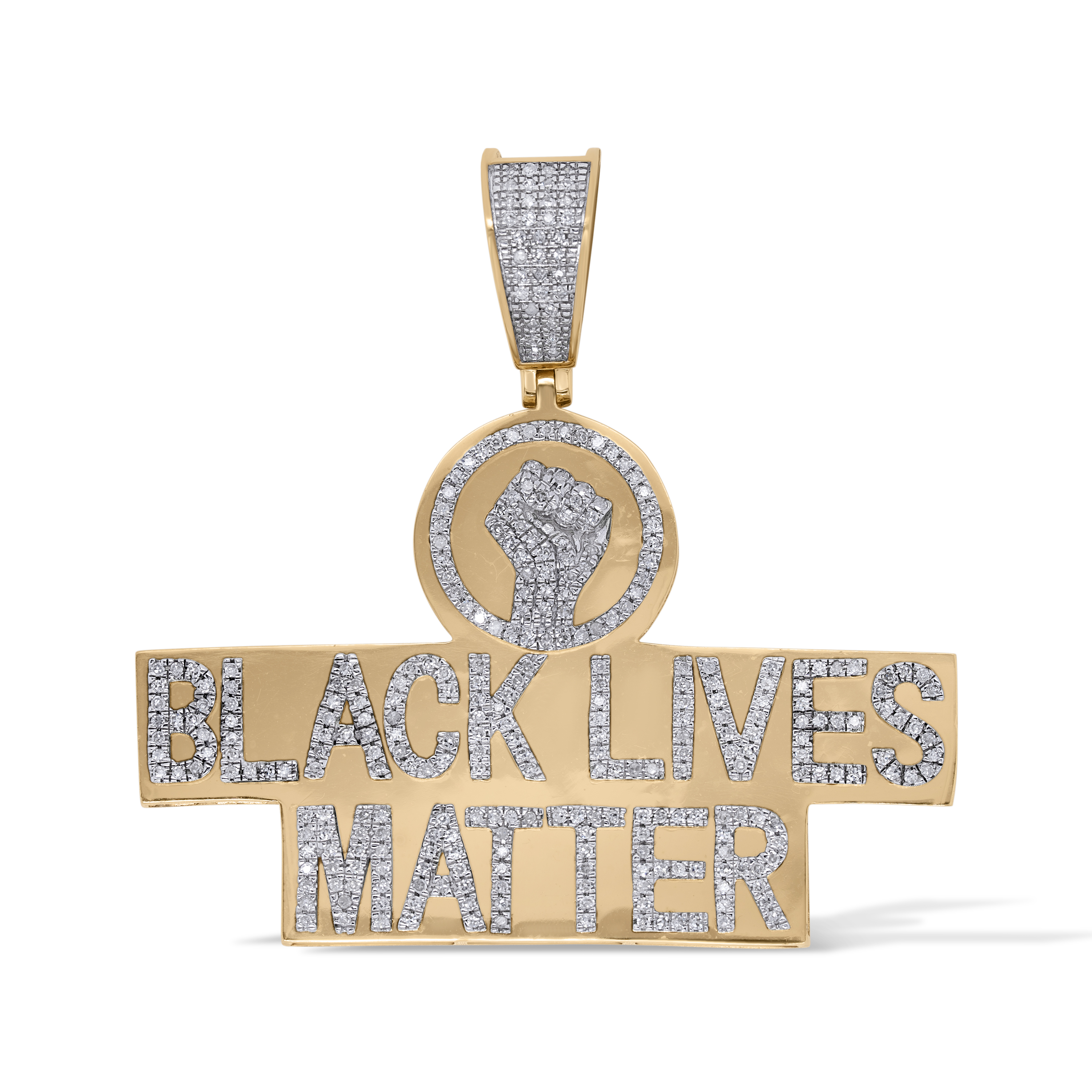 Diamond Black Lives Matter Pendant 0.66 ct. 10K Yellow Gold